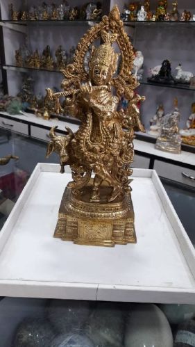 Brass Radha Krishna Statue, Overall Weight : 10kg