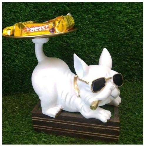 White Bulldog Statue, For Home, Office, Size : 8X11 Inch