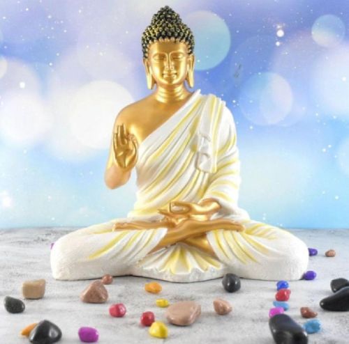 White and Gold Buddha Statue, Packaging Type : Carton Box