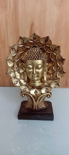 Gold FRP Buddha Head Statue, Packaging Type : Thermocol Box