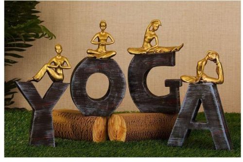 Polished Yoga Word Sculpture, For Interior Decor, Pattern : Plain