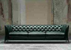 Leather Green Triple Seater Sofa, Size : 198x80x75 Cm