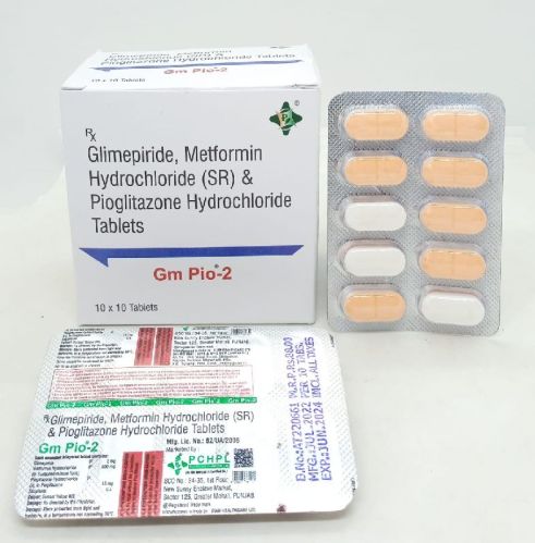 Glimepiride 2mg, Metformin Hcl 500mg(SR) , Pioglitazone Hcl 15mg Tablets