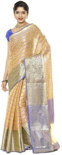 Banarasi Brocade Sarees, For Anti-Wrinkle, Shrink-Resistant, Age Group : Adults