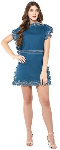 Ladies Blue Woolen Toga Dress