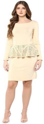 Ladies Woolen Lycra Peplum Dress