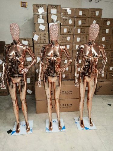 Beaded Face Rose Gold Chrome Female Mannequin