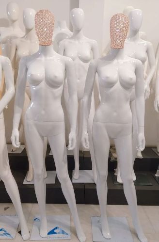 Full Body Beaded Face White Glossy Female Mannequin, For Fashion Display, Style : Standing