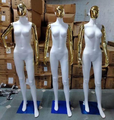Full Body Chrome Face White Glossy Mannequin, For Fashion Display, Style : Standing