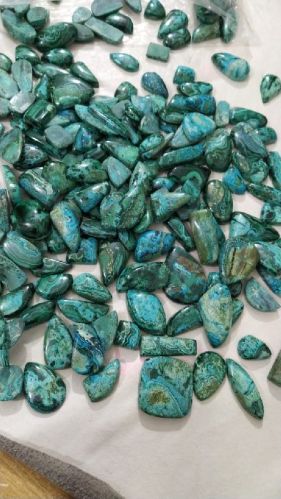 Polished Chrysocola Cabochon Gemstone, For Jewellery, Feature : Anti Corrosive, Colorful Pattern, Durable