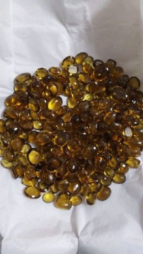 Polished Honey Quartz Faceted Gemstone, For Jewellery, Feature : Anti Corrosive, Colorful Pattern, Durable