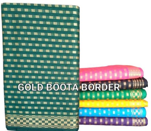 Gold Boota Border Cotton Fabric, Specialities : Shrink-Resistant