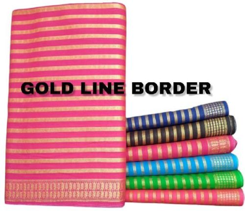 Gold Line Border Blouse Fabric, Width : 36inch