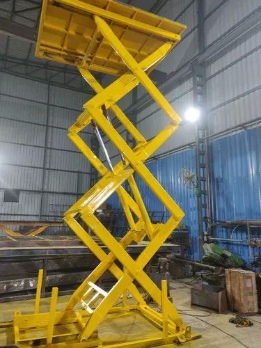 ESSEM Hydraulic Mild Steel High Scissor Lift, Color : Yellow