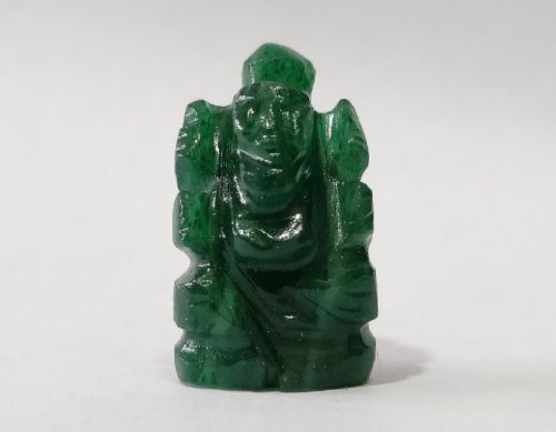 Crystal Polished Green Jade Ganesha Statue, For Interior Decor, Office, Home, Gifting, Religious Purpose