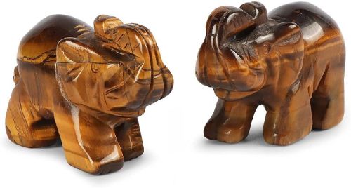 Crystal Polished Tiger Eye Elephant Statue, For Gifting, Home Decor, Feature : Light Weight, Non Breakable