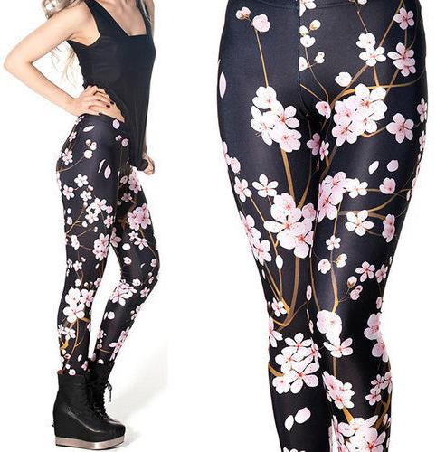 Lycra Floral Printed Leggings, Color : Multi Color