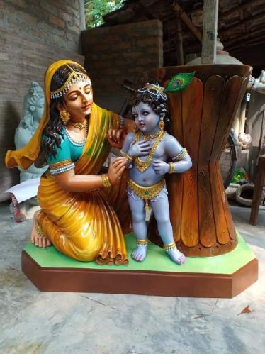 Multi Colour Yasoda Krishna Fiber Glass Statues, Size : 4 Ft