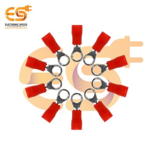 RV1-4 15A Red Color 22-16 AWG Wire Gauge 4mm Diameter Hard Plastic Insulated Ring Crimp Connector