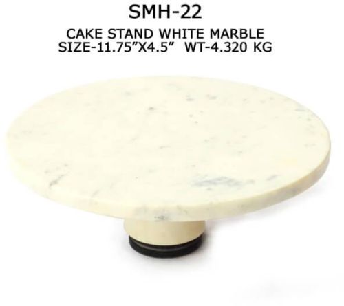 Plain White Marble Cake Stand, Size : 11.75x4.5 Inch