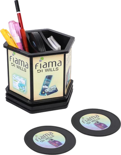 Revolving Black Hexagonal Pen Stand, For Office