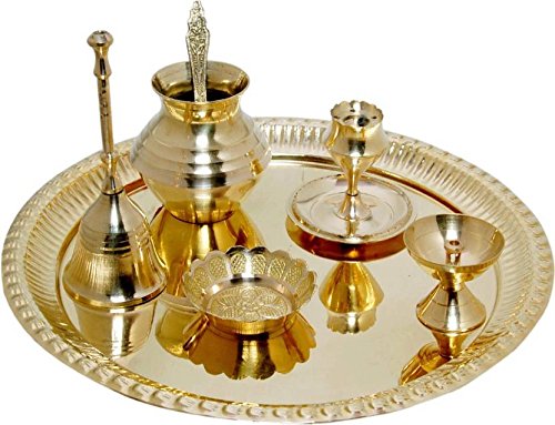 Brass Pooja Thali, Shape : Round