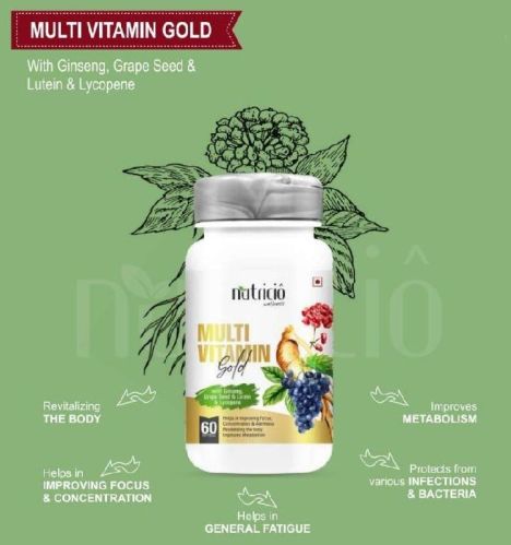 Multi Vitamin Gold Softgel Capsules, Packaging Type : Bottles