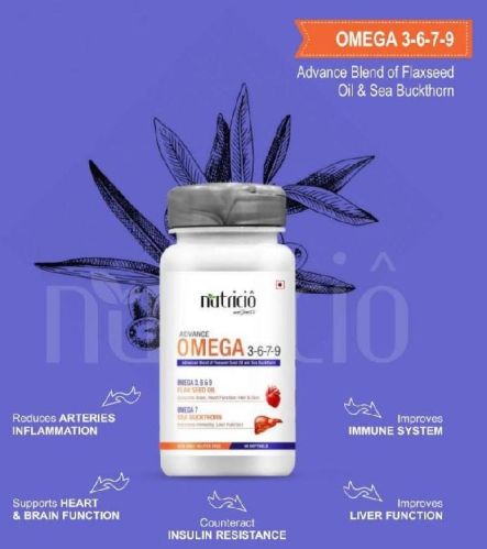 Omega 3-6-7-9 Softgel Capsules, For Hospital, Clinical, Packaging Type : Plastic Bottle