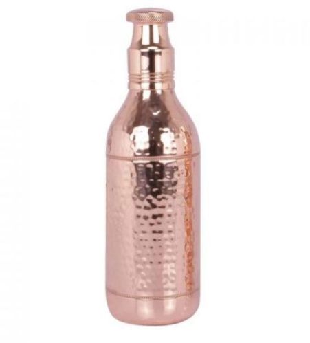 Champagne Hammered Copper Bottle, For Drinking Water, Cap Type : Round