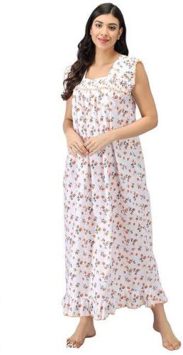 Printed Sleeveless Cotton Nighty, Size : M, XL