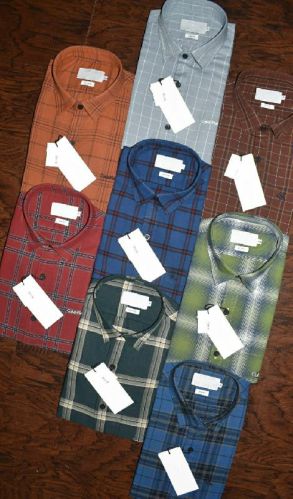 Checked Cotton Shirts, Fabric Weight : 100-180g/sqm