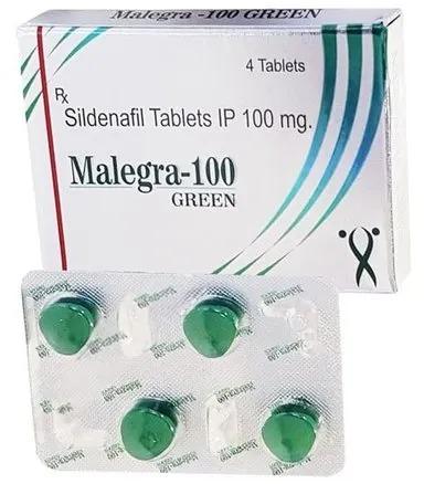 Malegra-100 Green Tablets, Packaging Type : Blister