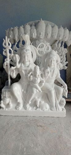 Marble Shiv Parvati Statue, For Worship, Temple, Pattern : Carved