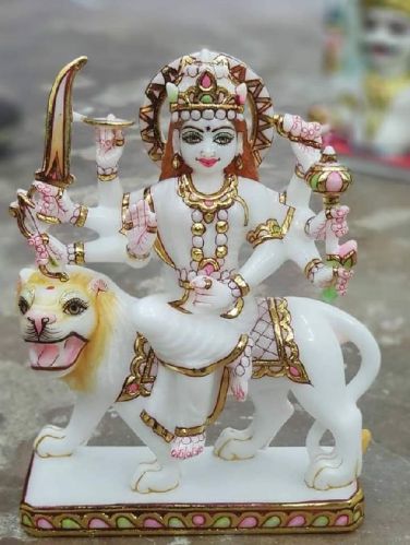 White Makrana Stone Durga Status