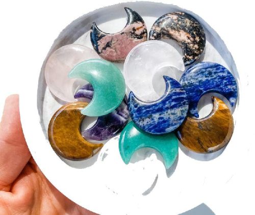 Natural Stone Crystal Crescent Moon
