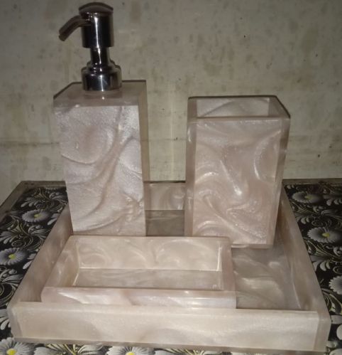 Square Polished Marble Bathroom Set, For Home, Pattern : Printed