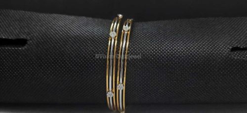 White and Yellow Gold Natural Diamond Bangle