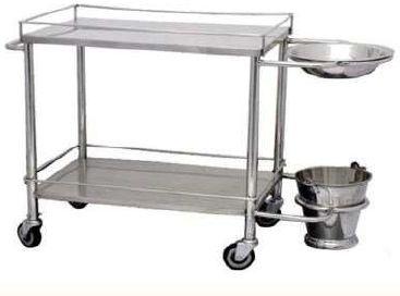 Rectangular Hospital Dressing Trolley, Color : Sliver
