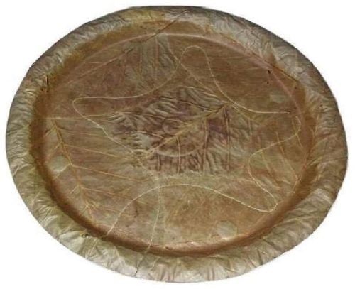 Circular 12 Inch Sal Leaf Plate, Color : Brown