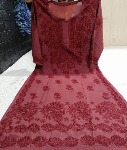 Plain Chikan Embroidered Top, Size : S, XL, XXL, XXXL