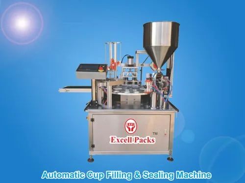Automatic Cup Filling and Sealing Machine, Capacity : 0-500 Pouch Per Hour
