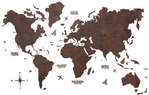 2D Wooden World Map Espresso, Feature : Elegant Design, High Strength