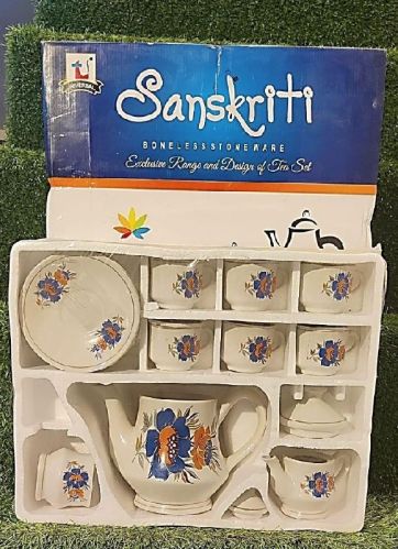 Polished Printed China Clay Sanskriti Tea Set, Size : Standard