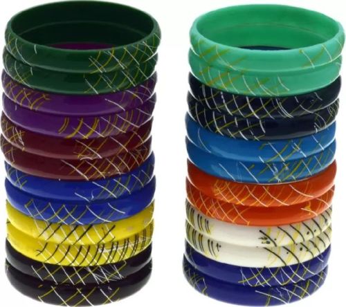 AHIE Polished Printed Fancy Plastic Bangles, Feature : Shiny Look, Scratch Resistant, Rust Proof