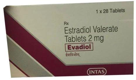 Estradiol Valerate 2mg Tablets, Packaging Type : Strips