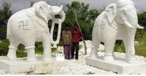 9 Feet Marble Elephant Statue, Packaging Type : Thermocol Box