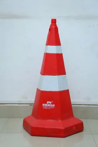 Hexoganal Nilkamal 750mm PVC Traffic Cone, Color : Orange, Red