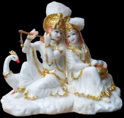 Krishna and Radha With Peacock Statue, Pattern : Carved