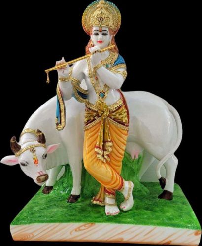 Poly Fiber Lord Krishna With Nandi Statue