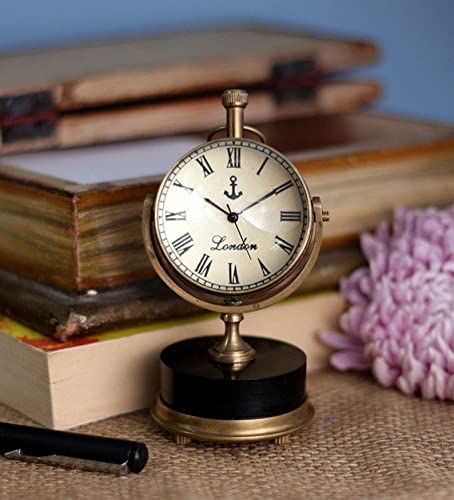 Handmade Retro Brass Table Clock, Display Type : Analog